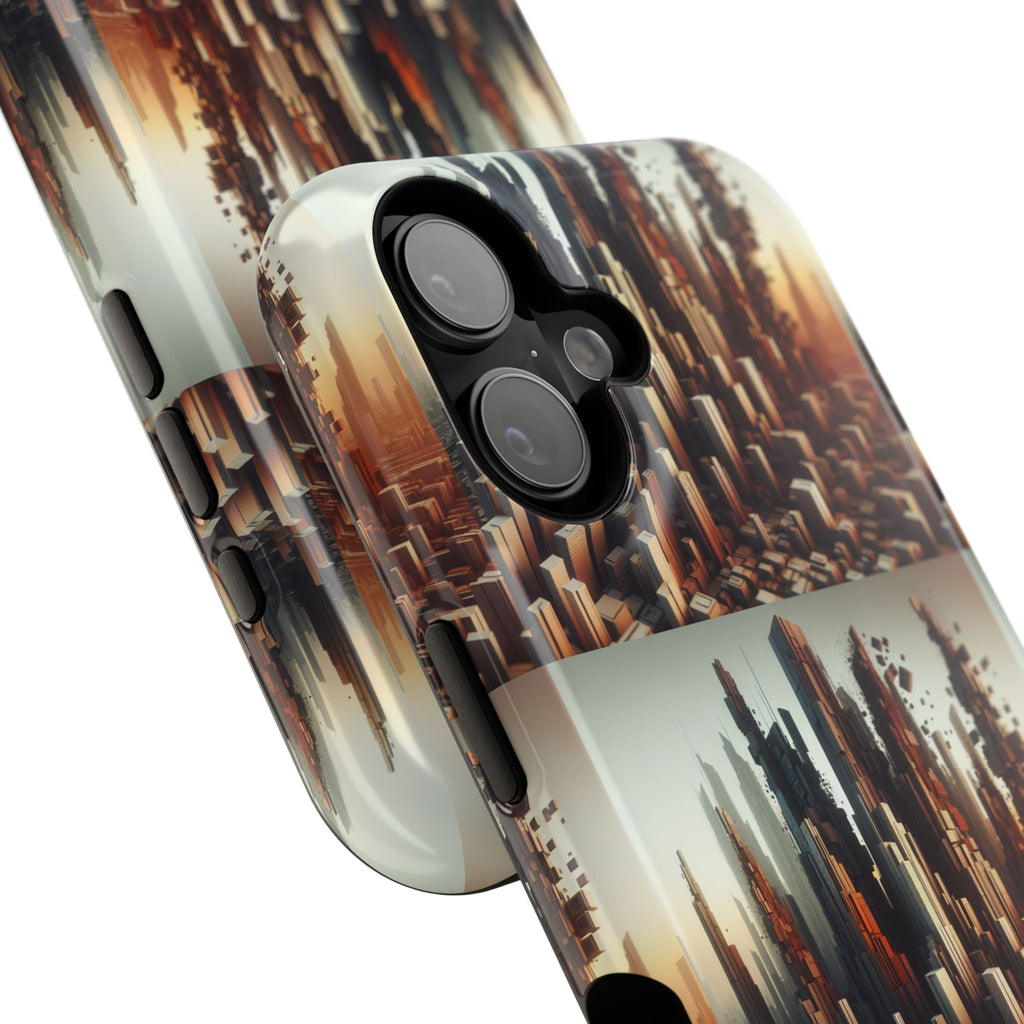 Abstract Skyline iPhone Case — Surreal Cityscape Impact-Resistant Phone Cover