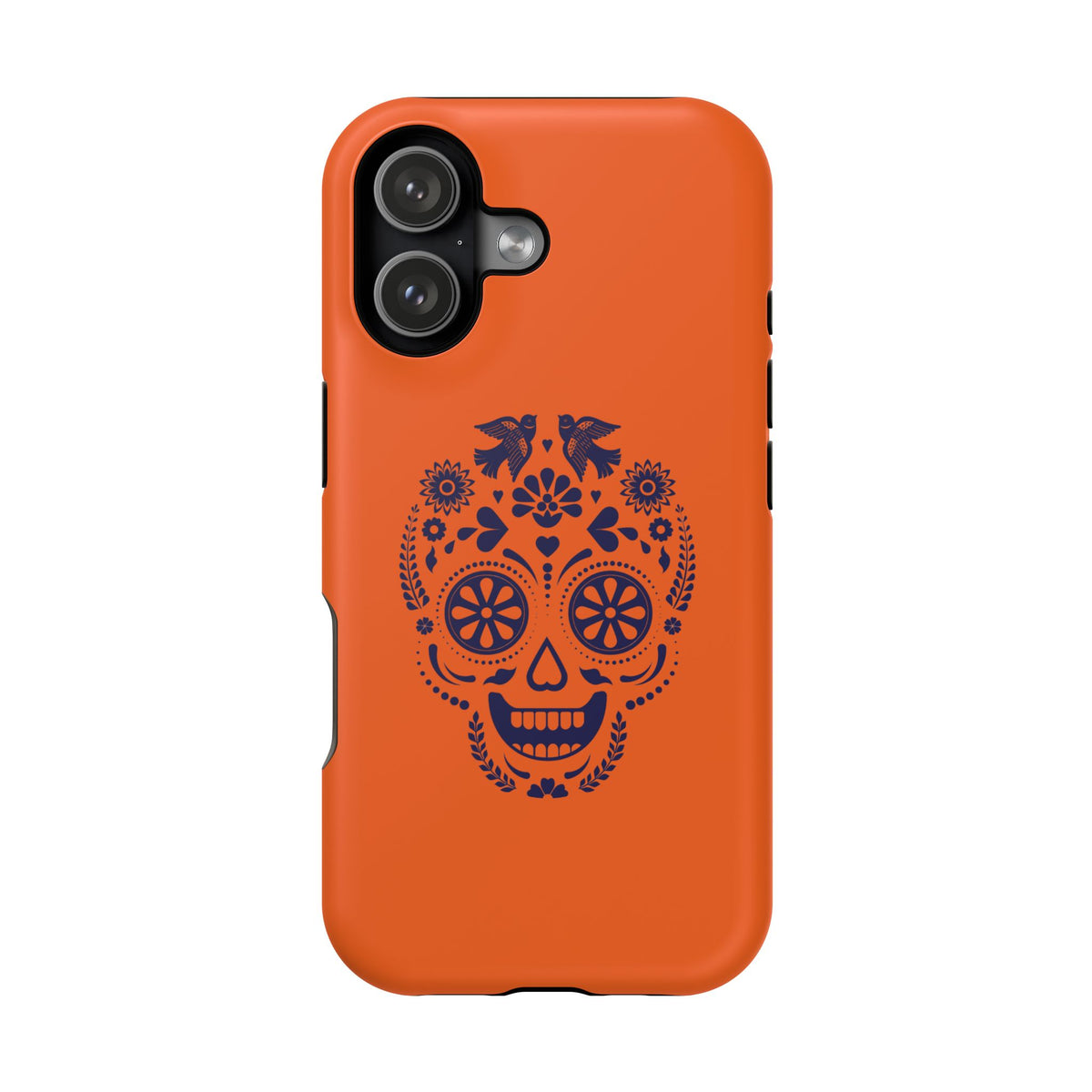 Sugar Skull Impact-Resistant Phone Case — Orange Day of the Dead Design