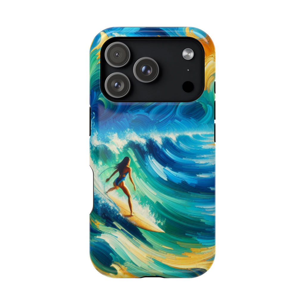 Surfer Wave Impact Phone Case – Vibrant Ocean Art Protective Cover