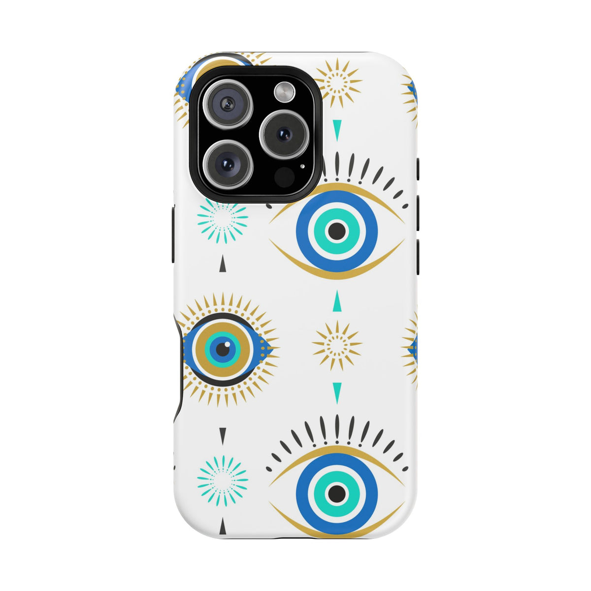 Evil Eye Impact-Resistant Phone Case – Protective Blue & Gold Charm Design