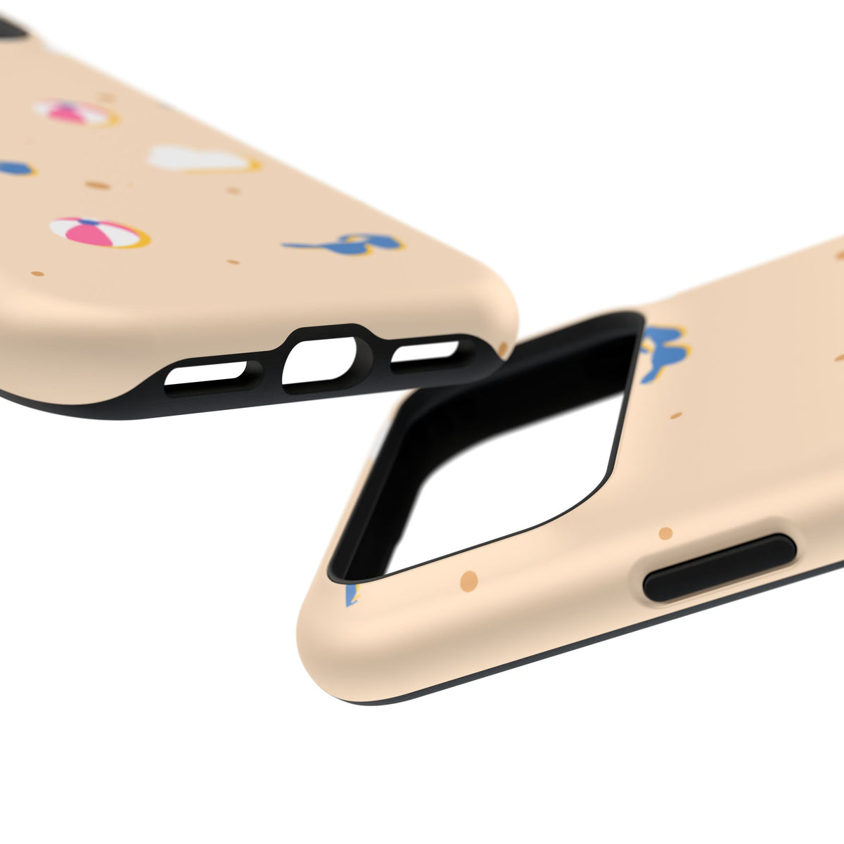 Beach Pattern Impact-Resistant Phone Case — Sunglasses, Beach Ball & Clouds Design