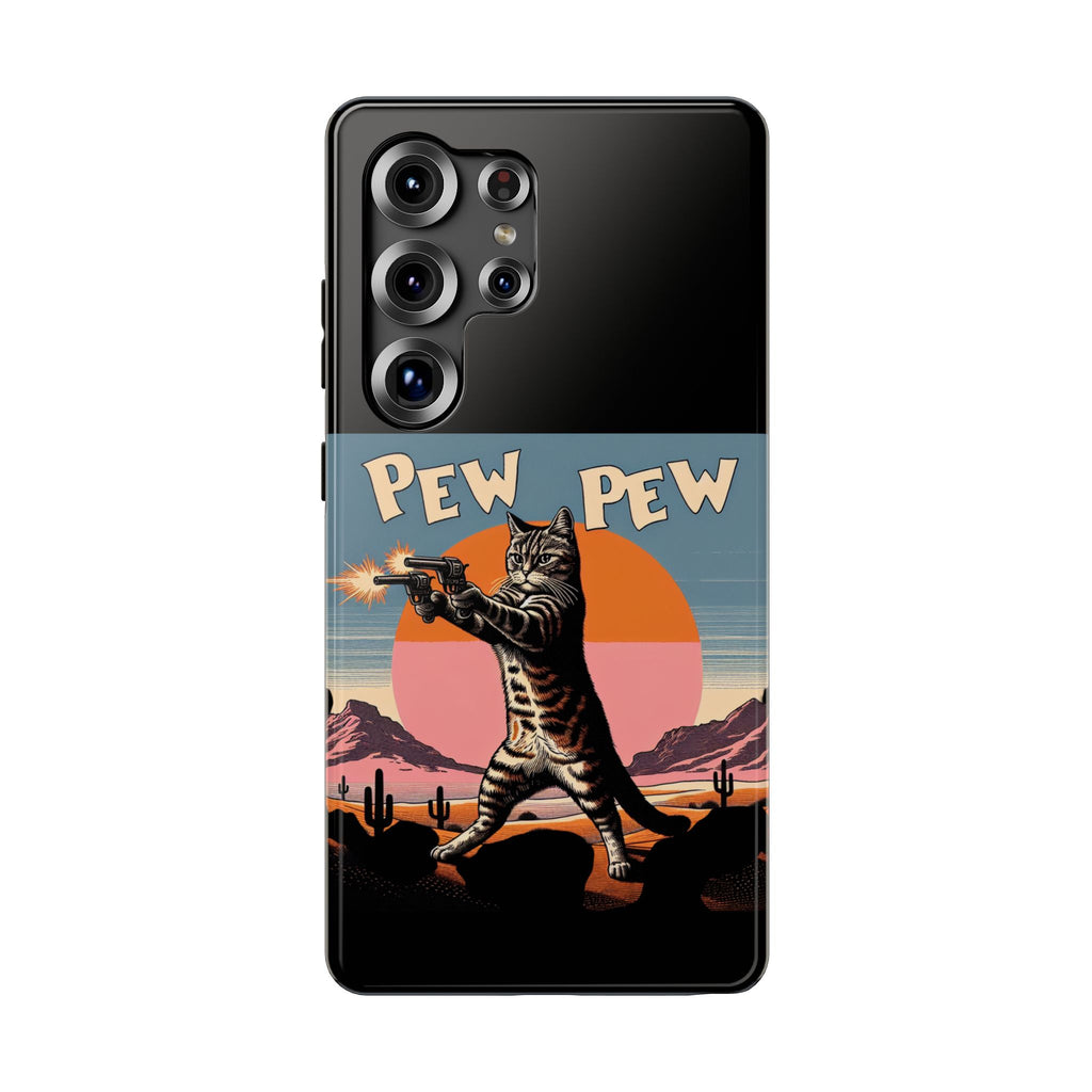 Pew Pew Cat Phone Case — Retro Shooter Impact-Resistant iPhone Cover