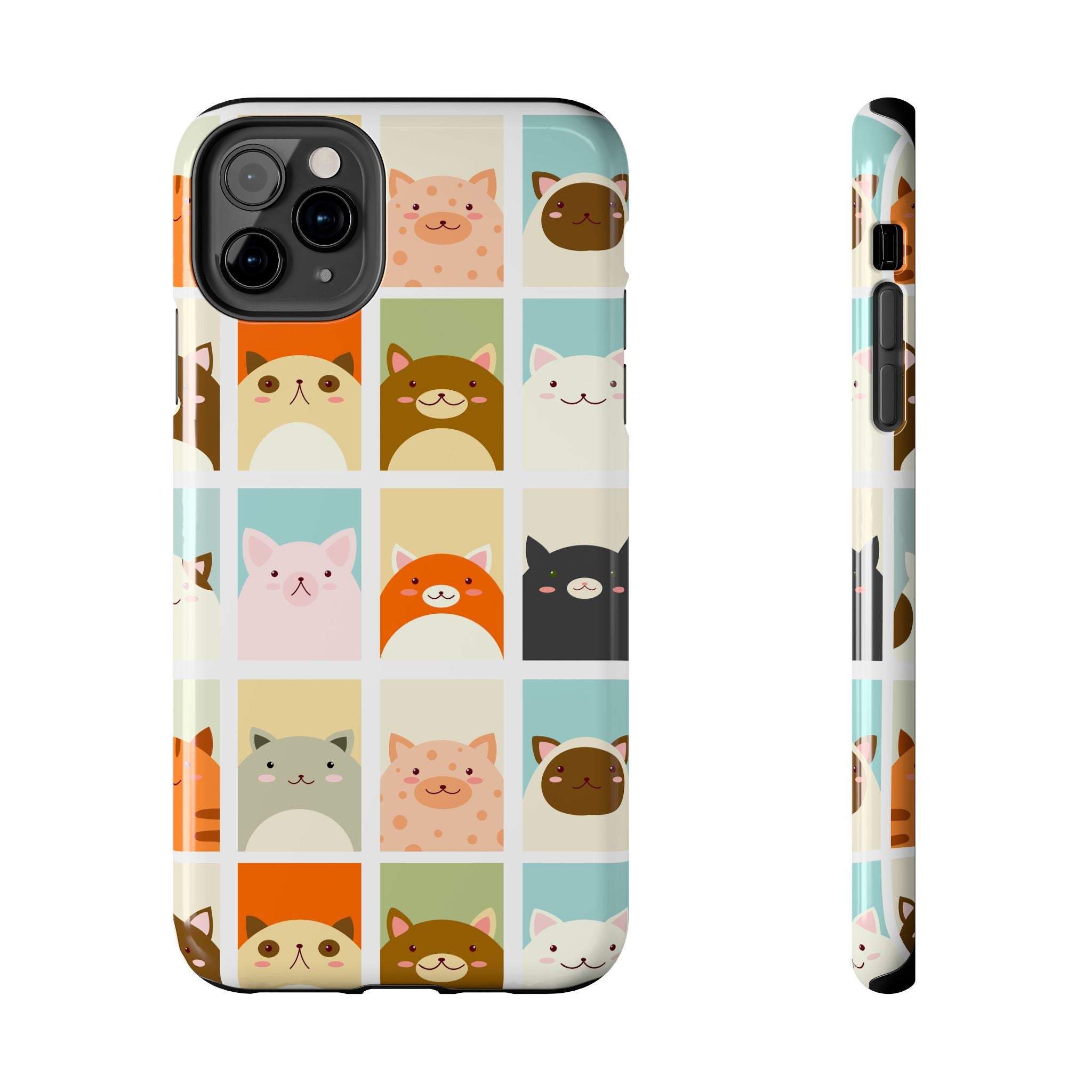 Cute Grid Cats Tough Phone Case