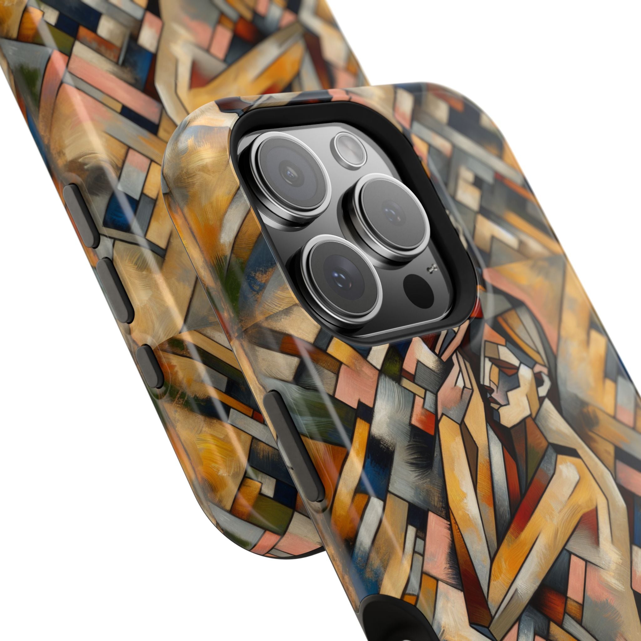 Art Deco Mosaic Phone Case — Geometric Nude Figure Impact-Resistant Case