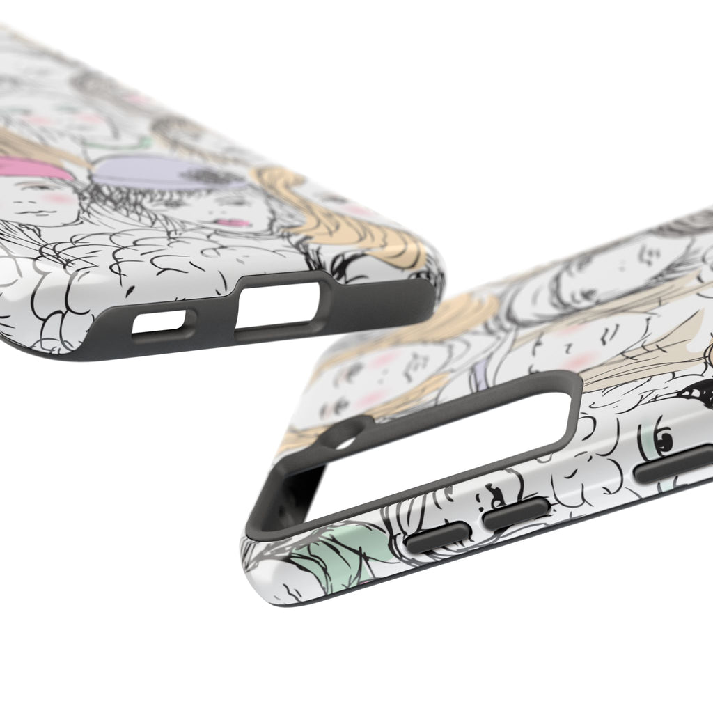 Phone Case — Hand-Drawn Faces Pattern