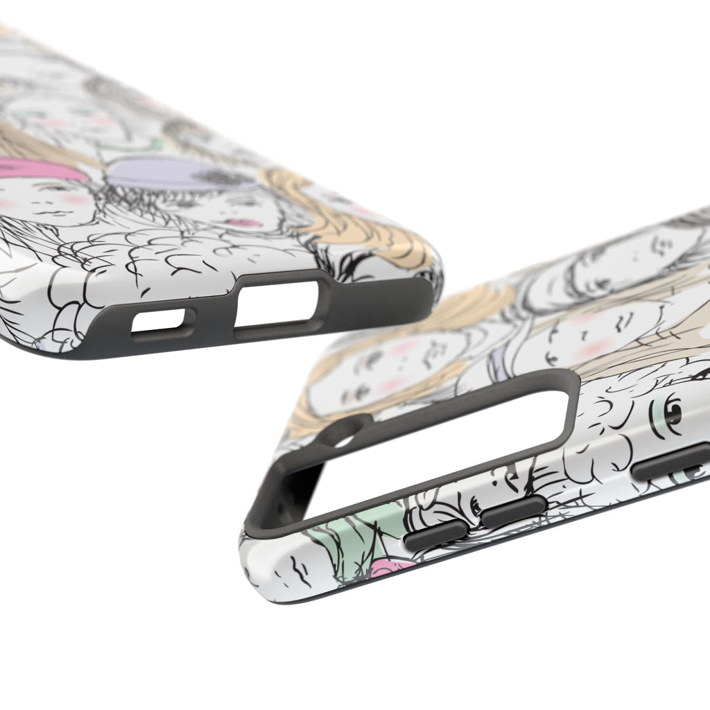 Phone Case — Hand-Drawn Faces Pattern