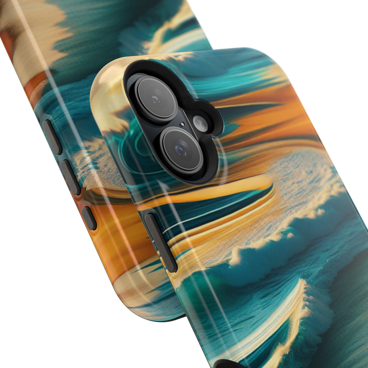 Surf Sunset Impact-Resistant Phone Case — Surfer Silhouette Beach Waves Design
