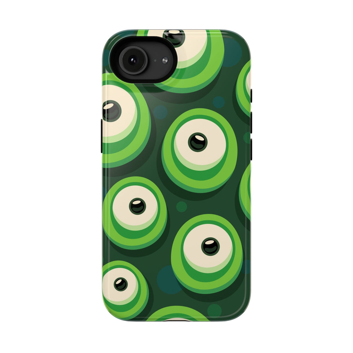 Green Abstract Eye Pattern Phone Case — Impact-Resistant Protective Cover