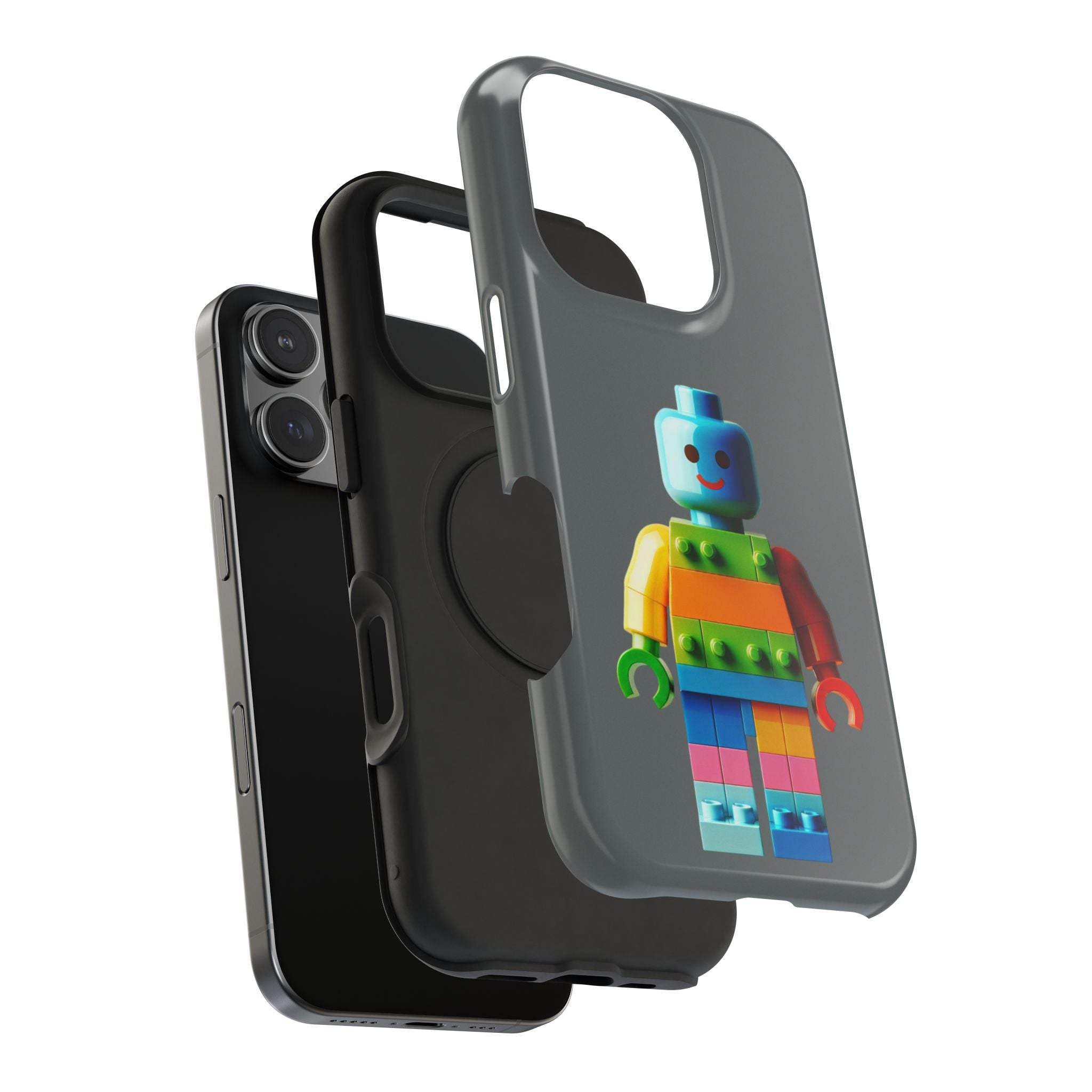 Rainbow Lego Character Impact Resistant Phone Case - Tough Protection for Kids & Adults