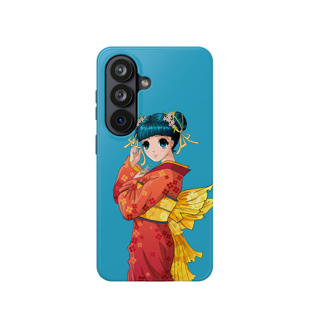 Impact-Resistant Phone Case — Cute Anime Girl in Kimono Design