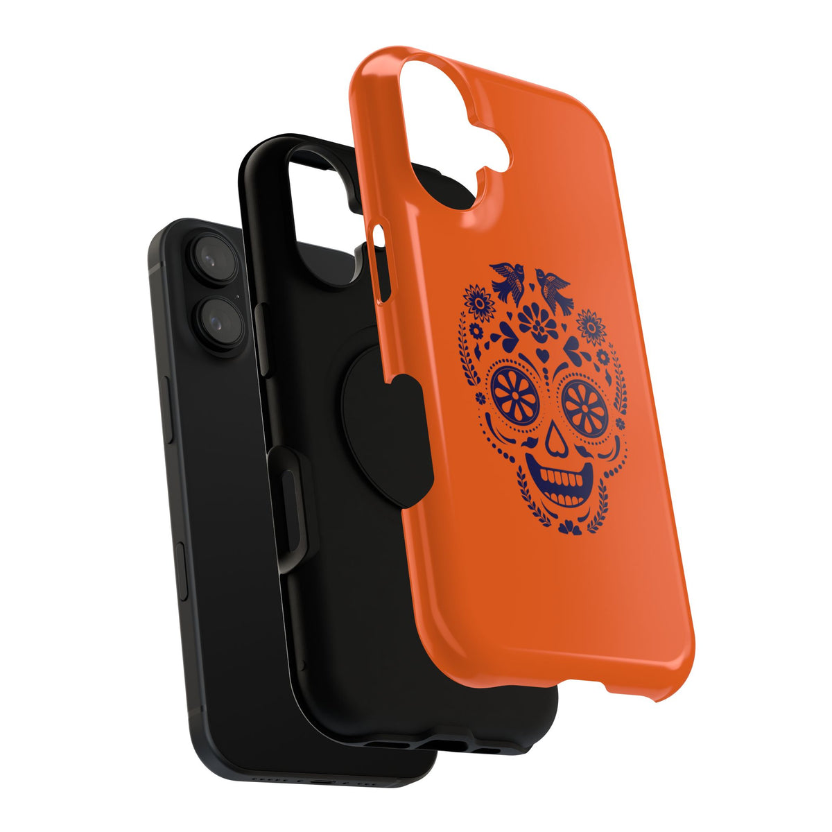 Sugar Skull Impact-Resistant Phone Case — Orange Day of the Dead Design
