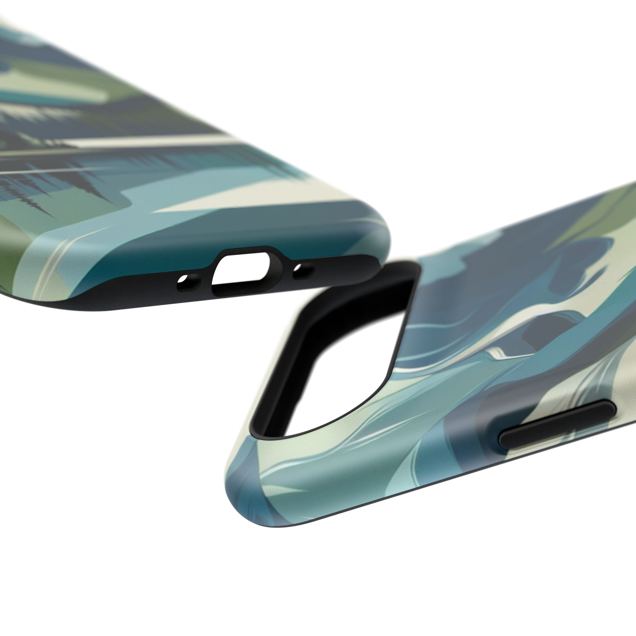 Impact Resistant Phone Case - Mountain Lake with Forest Design