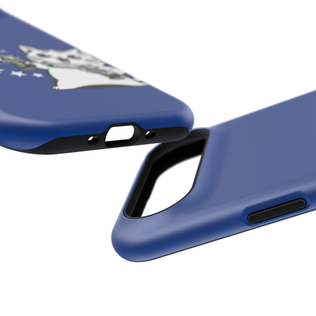 Phone Case — Blue "Pew Pew" Cat Impact-Resistant Case