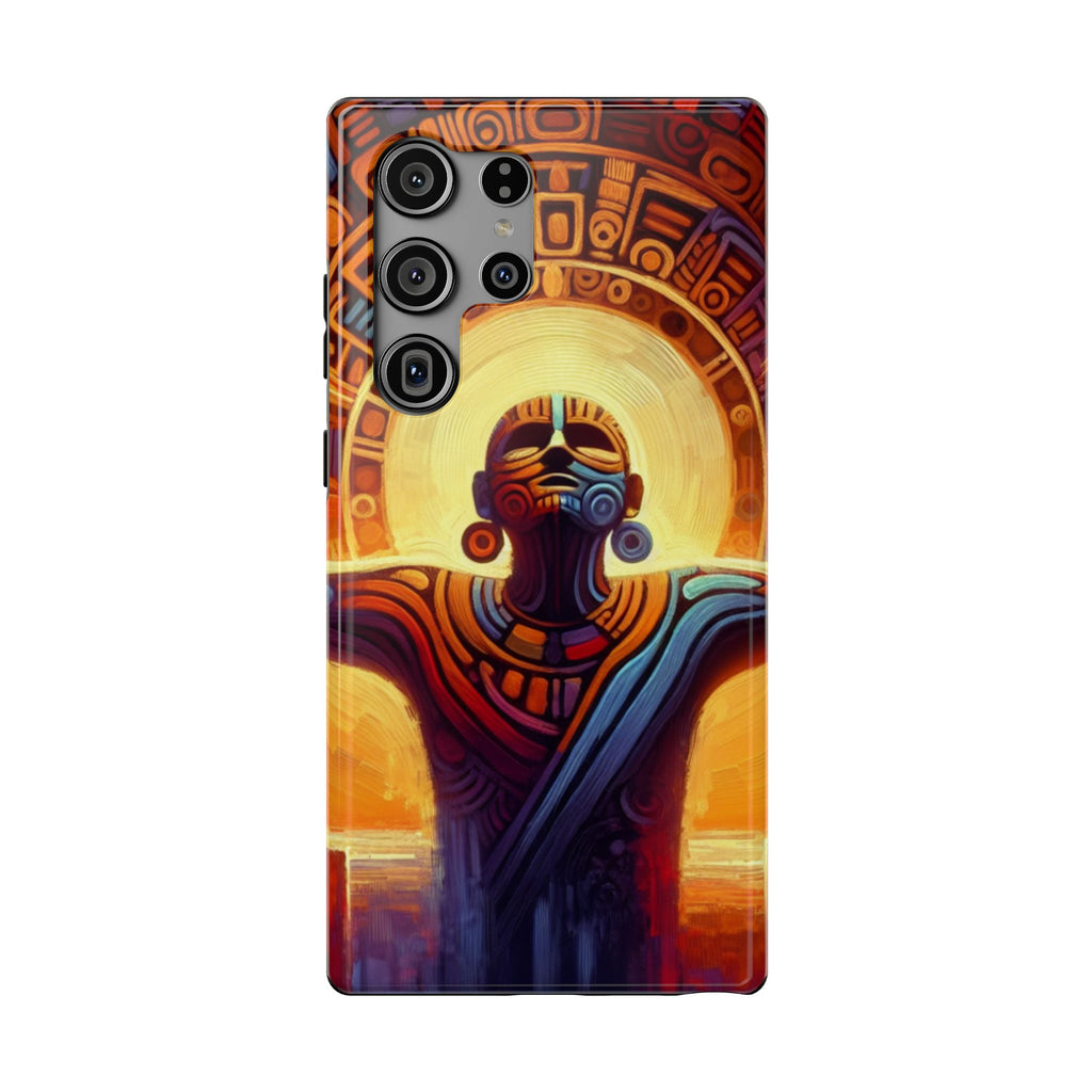 Aztec Sun Warrior Phone Case — Impact-Resistant Protective Cover