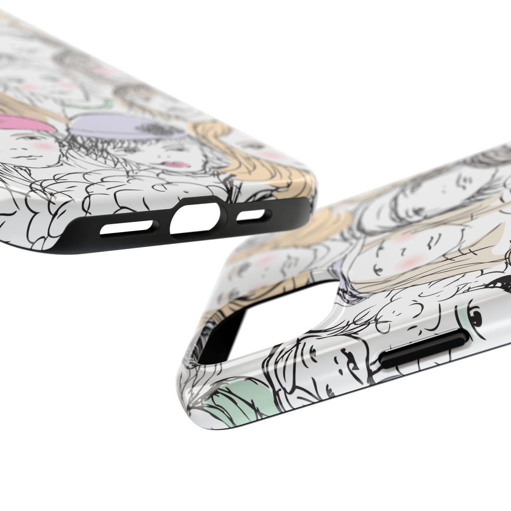 Phone Case — Hand-Drawn Faces Pattern