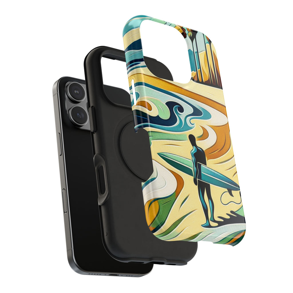Impact Resistant Phone Case Surfing Colorful Beach Art Case, Summer Vibes