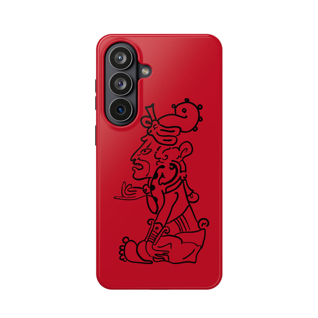 Phone Case — Red Impact-Resistant Case with Line Art Totem Design