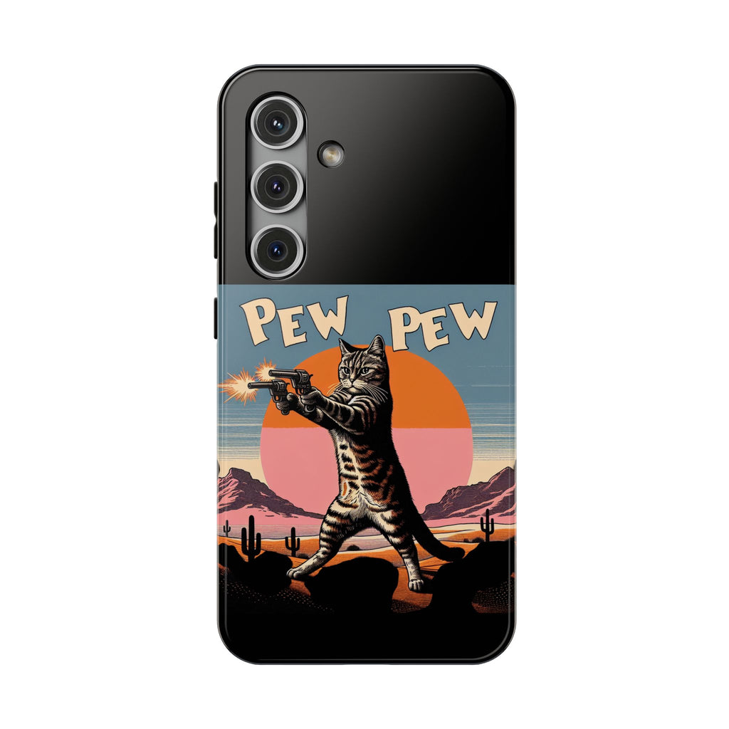Pew Pew Cat Phone Case — Retro Shooter Impact-Resistant iPhone Cover