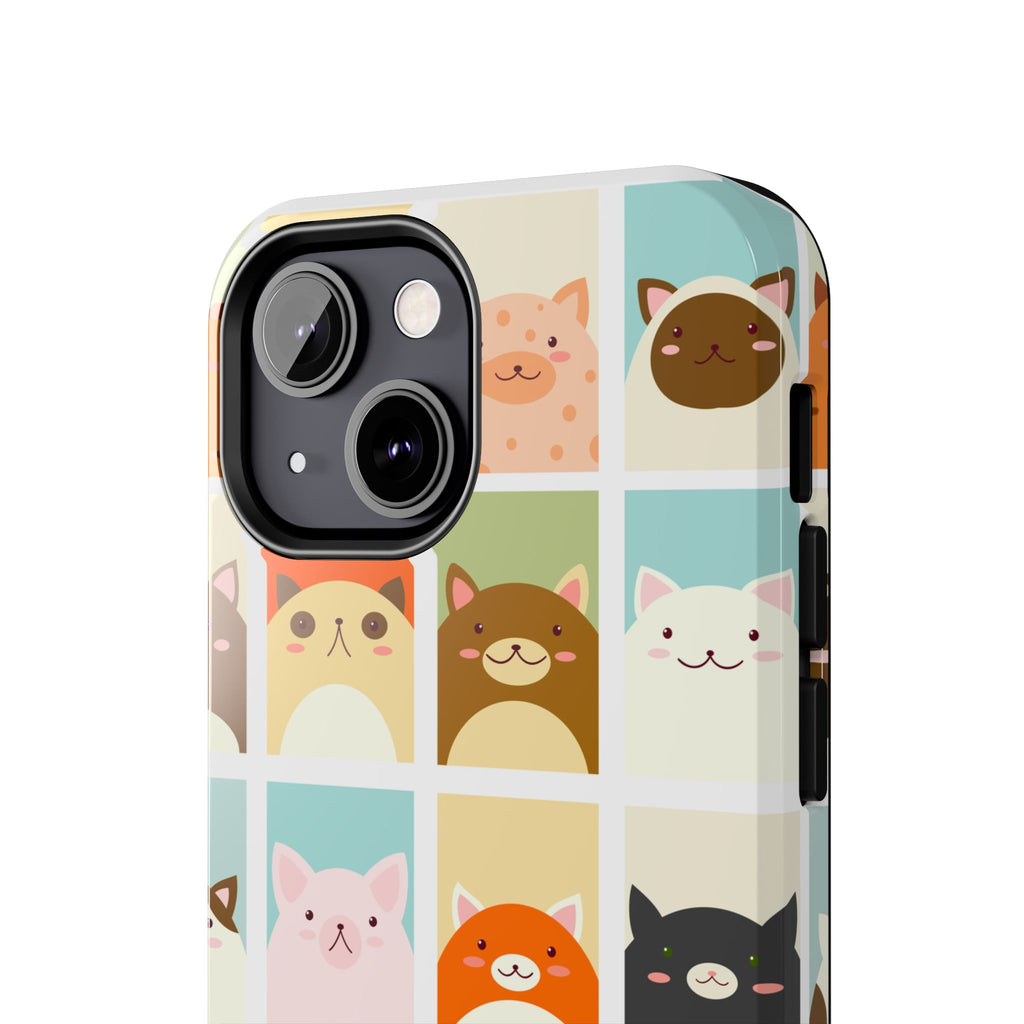 Cute Grid Cats Tough Phone Case