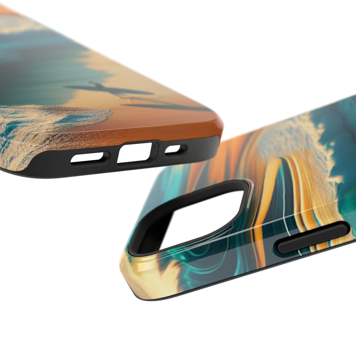 Surf Sunset Impact-Resistant Phone Case — Surfer Silhouette Beach Waves Design