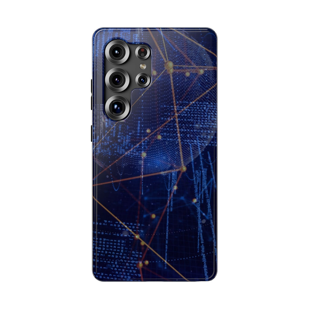 Tech Network Blue Impact-Resistant Phone Case for iPhone and Galaxy Phones