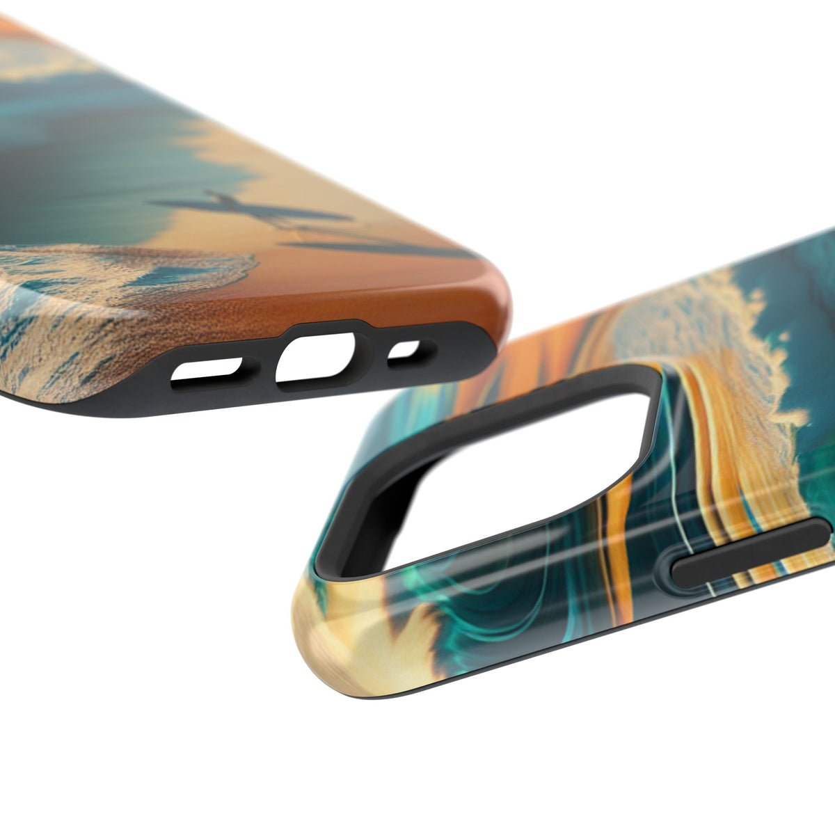 Surf Sunset Impact-Resistant Phone Case — Surfer Silhouette Beach Waves Design