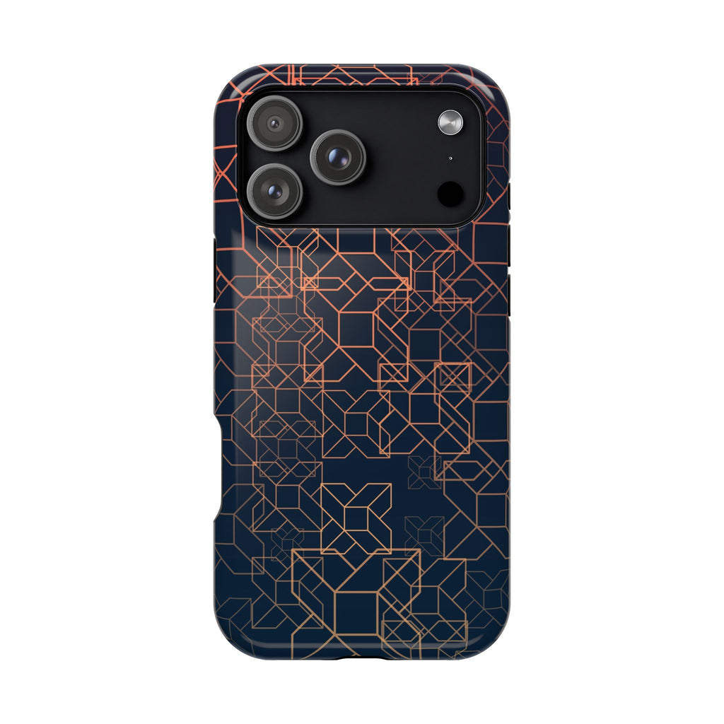 Geometric Copper Grid Impact-Resistant Phone Case