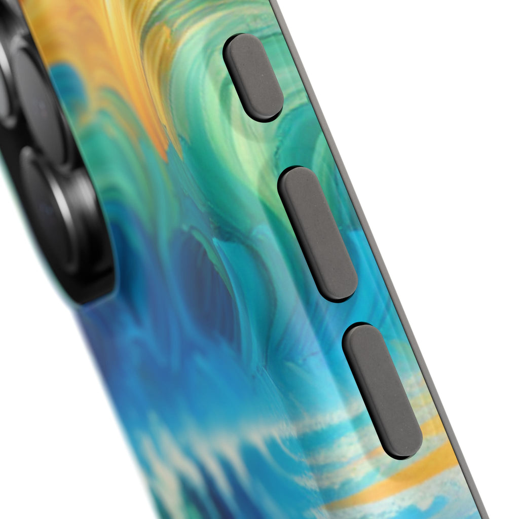 Surf-Inspired Impact Resistant Phone Case, Vibrant Ocean Wave Design