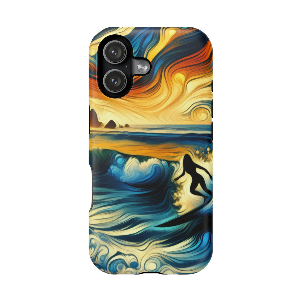 Surfer Sunset Phone Case — Impact‑Resistant Artistic Wave Design