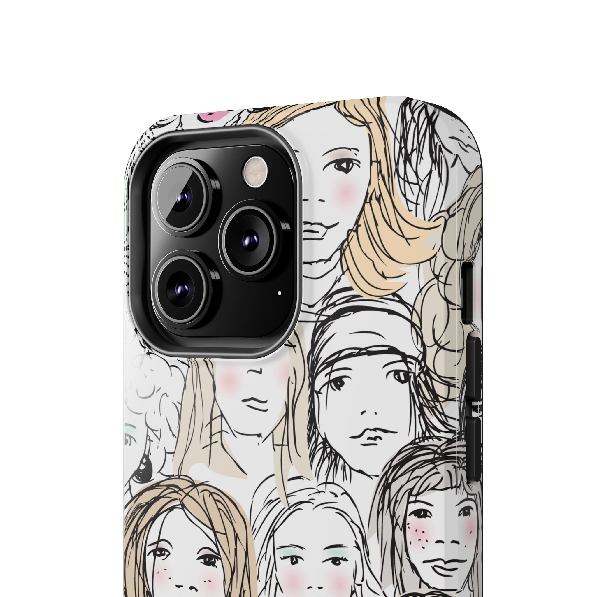 Phone Case — Hand-Drawn Faces Pattern